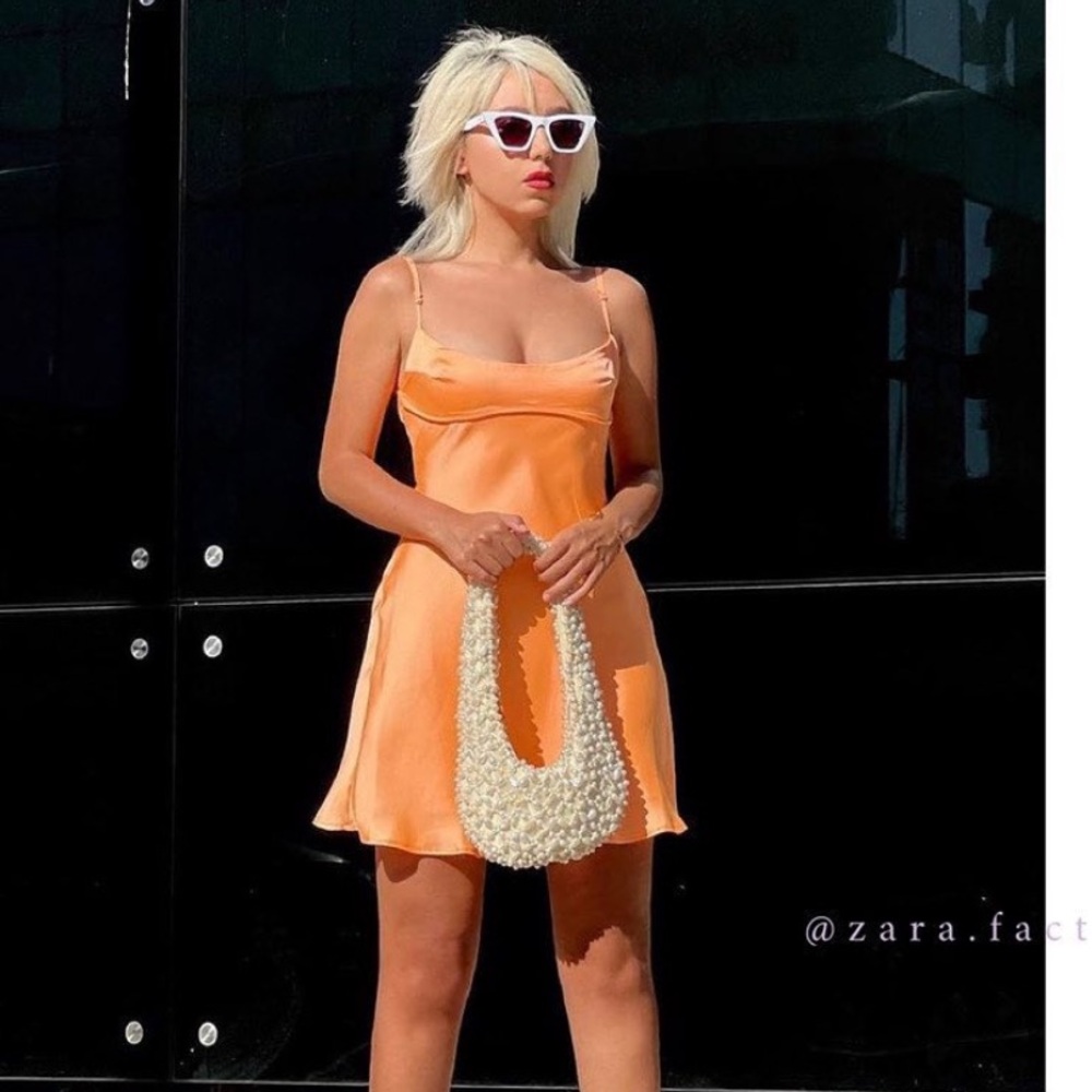 ZARA SATIN DRESS WITH CUT-OUT MANDARINO SIZE XS| 7881/650
